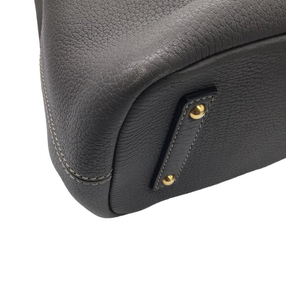 LORO PIANA GREY LARGE PEBBLED LEATHER HANDBAG - Picture 9 of 12